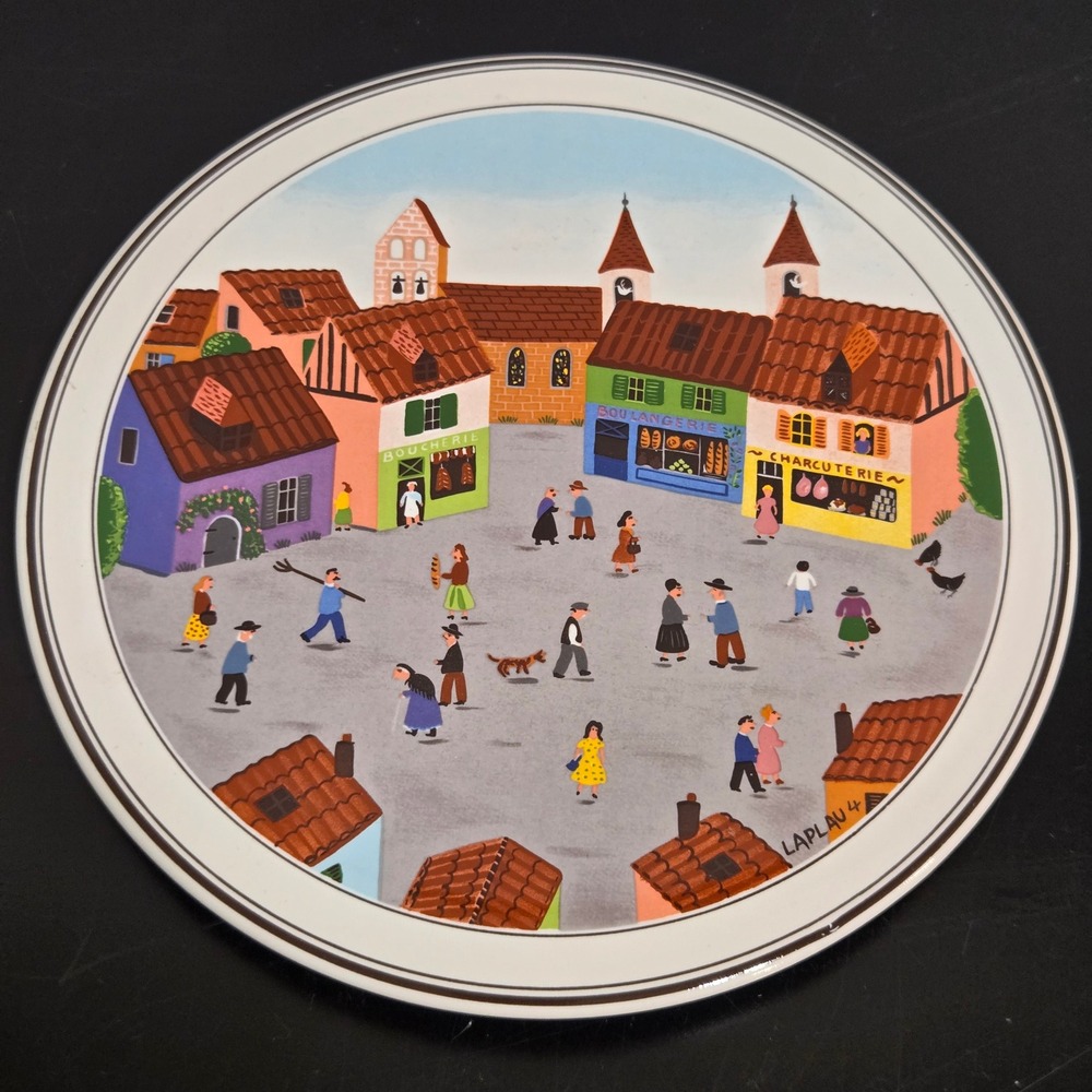 Villeroy & Boch Naif Village Laplau Trivet 8" round Tea Tile Folk Art NEW‎